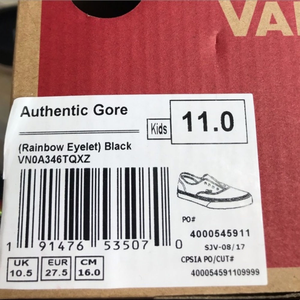 VANS Authentic Gore Rainbow Eyelet Black Kid’s - Picture 7 of 7